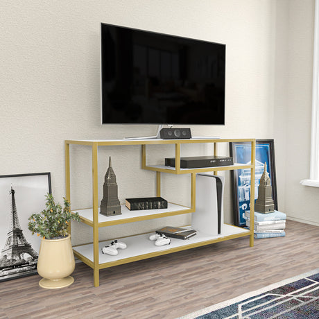 TV-Möbel Robbins Gold Gold Weiß Melamin 120x75x39 cm