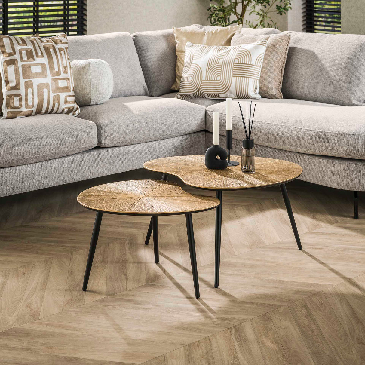 Couchtisch-Set Niere – Metall Antik Gold (2-teilig)