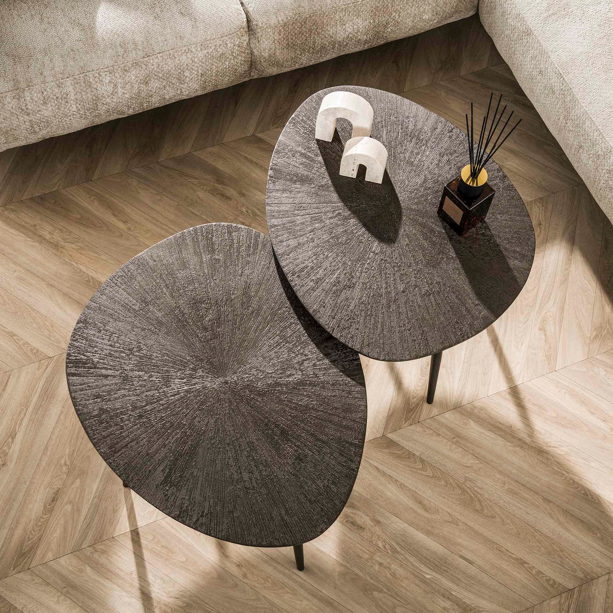 Couchtisch-Set Juno Dunkelbronze Metall - Set von 2