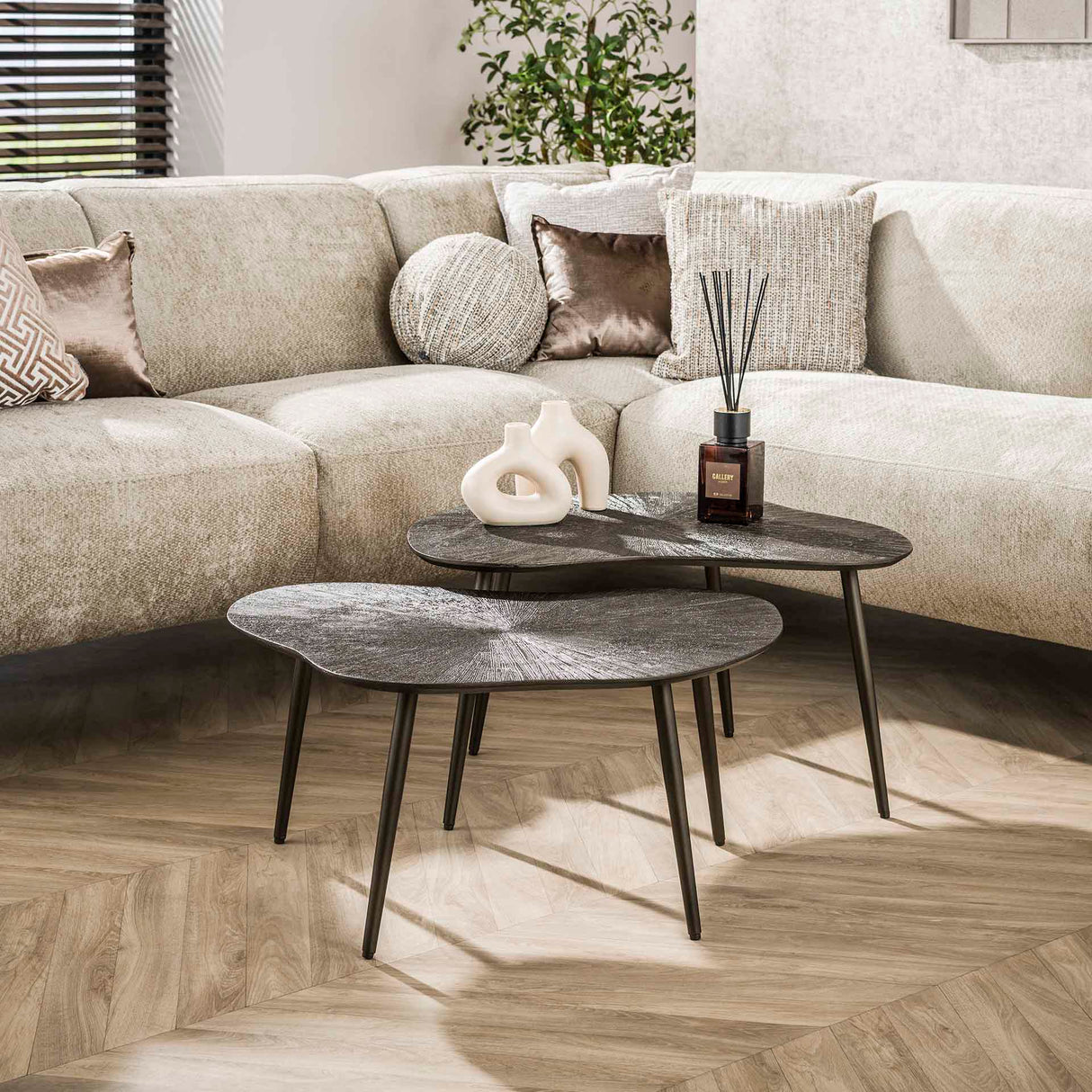 Couchtisch-Set Jax Organisch Bronze Dunkelbraun (2 Stück)