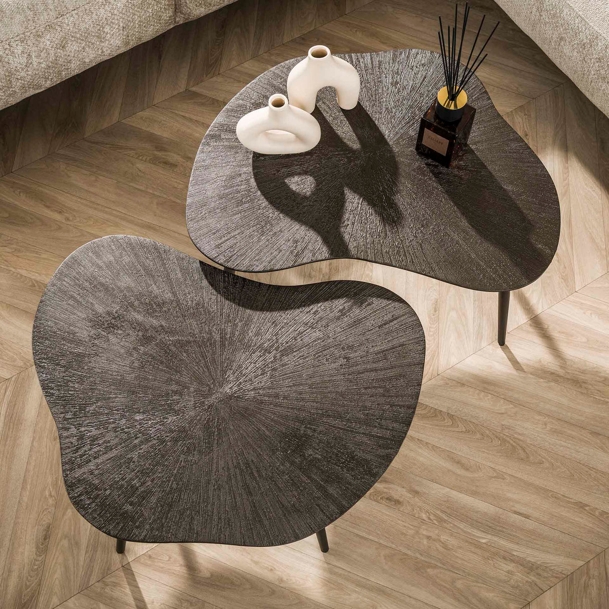 Couchtisch-Set Jax Organisch Bronze Dunkelbraun (2 Stück)