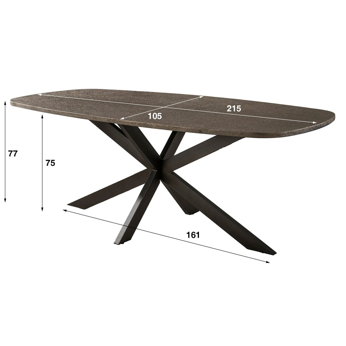 Eettafel Deens Ovaal Virello Brons Liquid Metal 215 cm