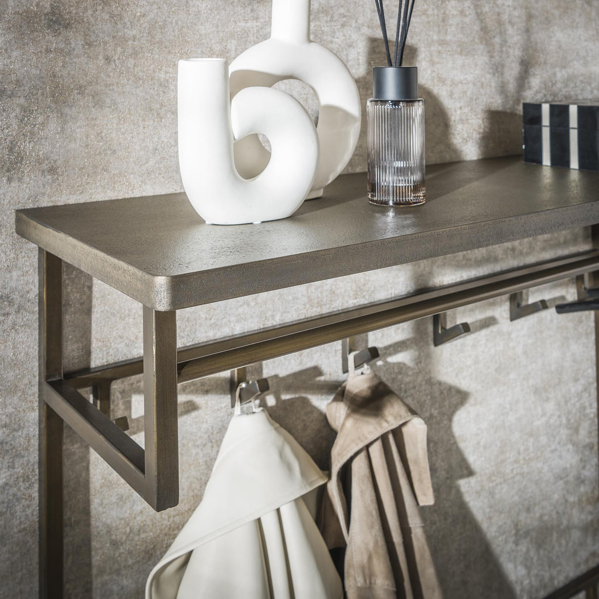 Garderobenständer Ferre 12 Haken - Mit Hutablage - Metall Antik Bronze