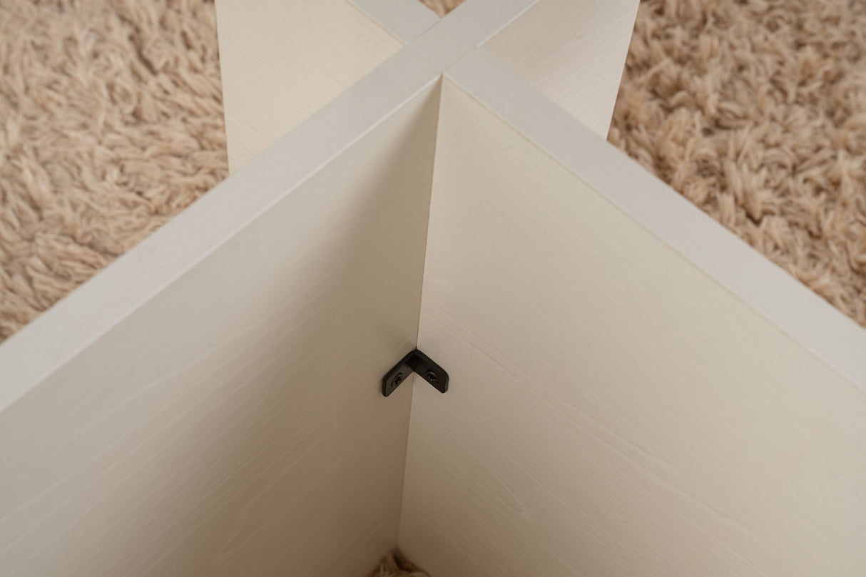 Rechteckiger Moderner Couchtisch Vetroni Weiß Holzoptik - Glas - 105x65 cm