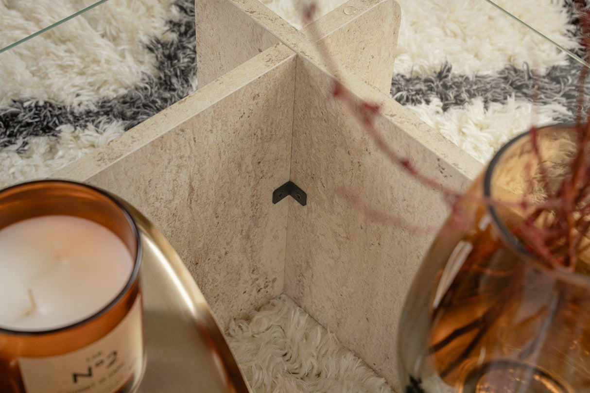 Couchtisch Travertinglas Opal 105x65 cm