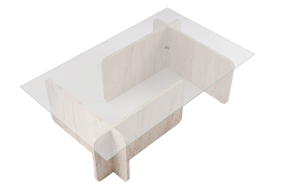 Couchtisch Travertinglas Opal 105x65 cm