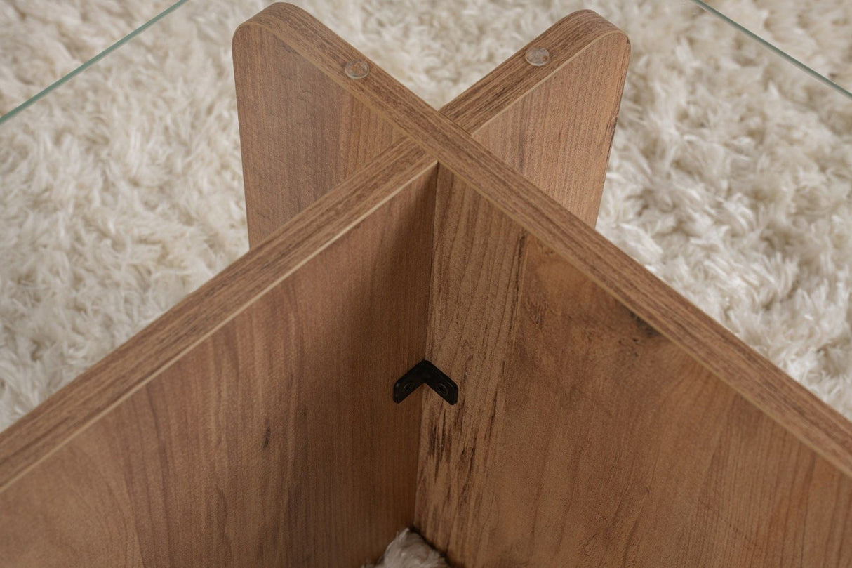 Couchtisch Atlantische Kiefer Melamin Glas Opal 105x65x30 cm