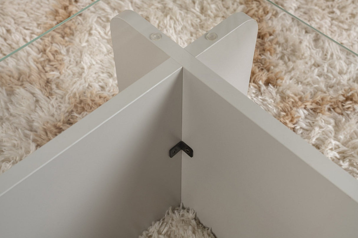 Couchtisch Grau Melamin Glas Opal 105x65x30 cm