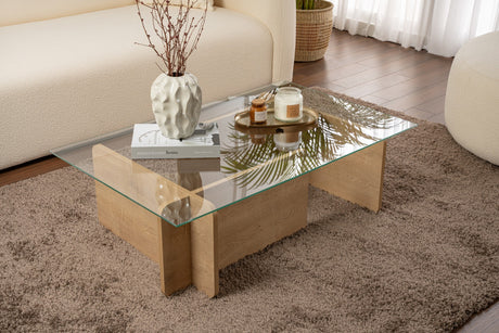 Couchtisch Natur Glas Opal 105x65x30 cm
