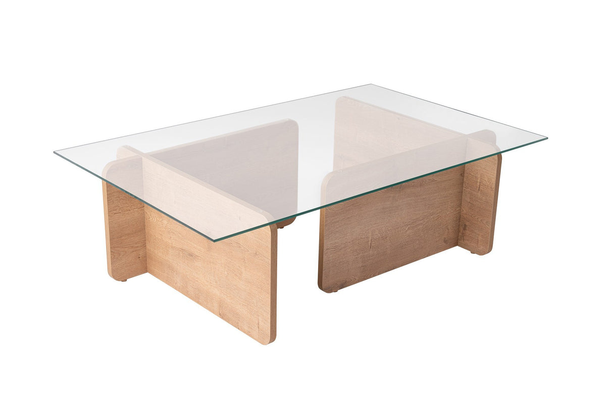 Couchtisch Natur Glas Opal 105x65x30 cm