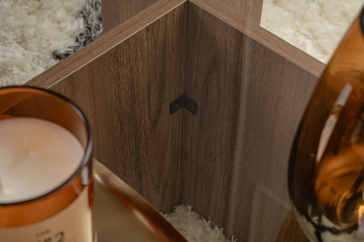 Couchtisch Naturwalnuss Glas Opal 105x65x30 cm