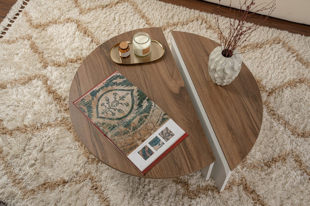 Orion Couchtisch Walnuss und Weiß 90x60 cm Walnut White Melamin