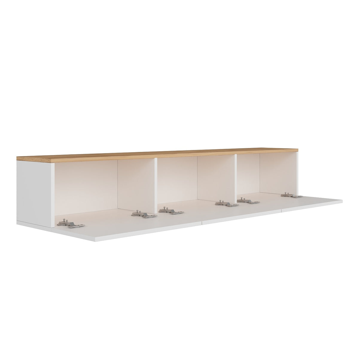 West Wandregal weiß mit Eichenoptik 150 cm Weiß, Atlantic Pine Eichenoptik Melaminbeschichtetes Holzkomposit