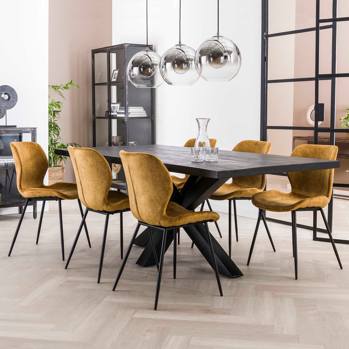 Eleganter Esszimmerstuhl Argo Velvet Gold - Ohne Armlehnen