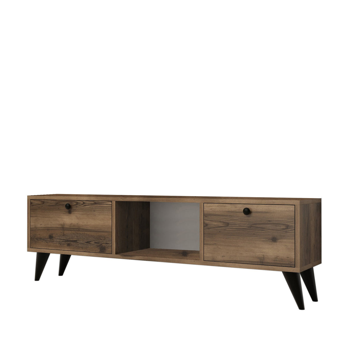 TV-Möbel Serenat Walnut Black Melamin 138x42.6x29.5 cm