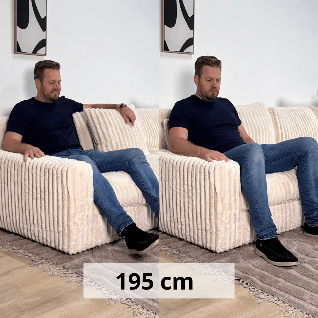3-Sitzer-Ecksofa XXL Beige Geripptes Sofa Nia