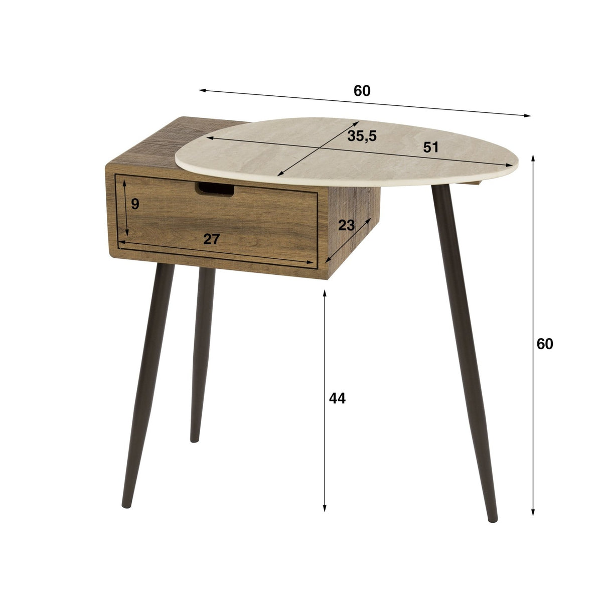 Borea Nachttisch Rechts 1 Schublade Keramik Travertin