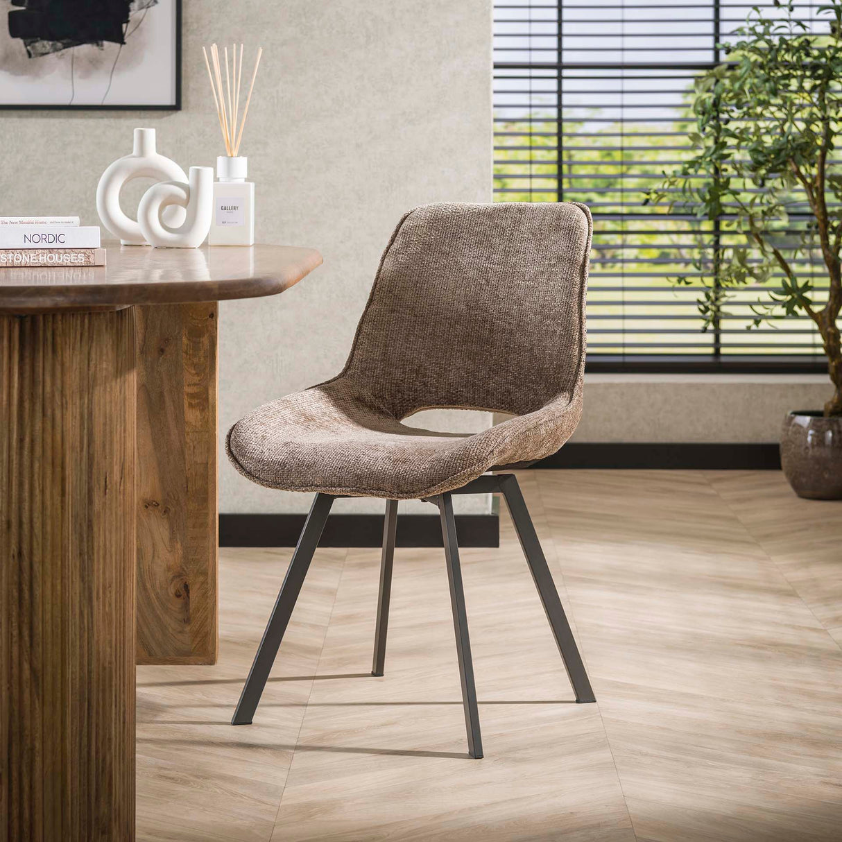 Set von 4 Esszimmerstühlen Riviera Rich Champagner drehbar