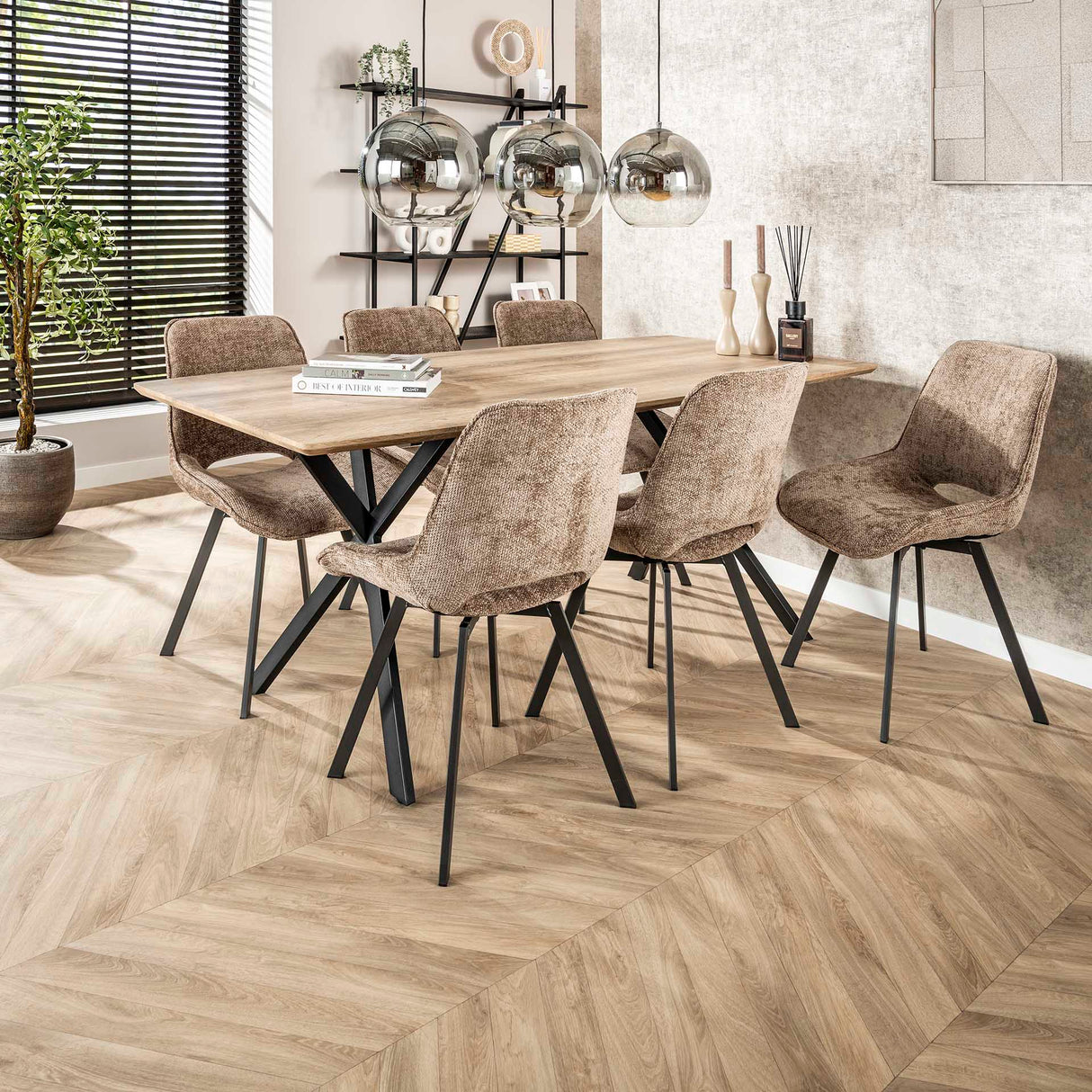 Set von 4 Esszimmerstühlen Riviera Rich Champagner drehbar