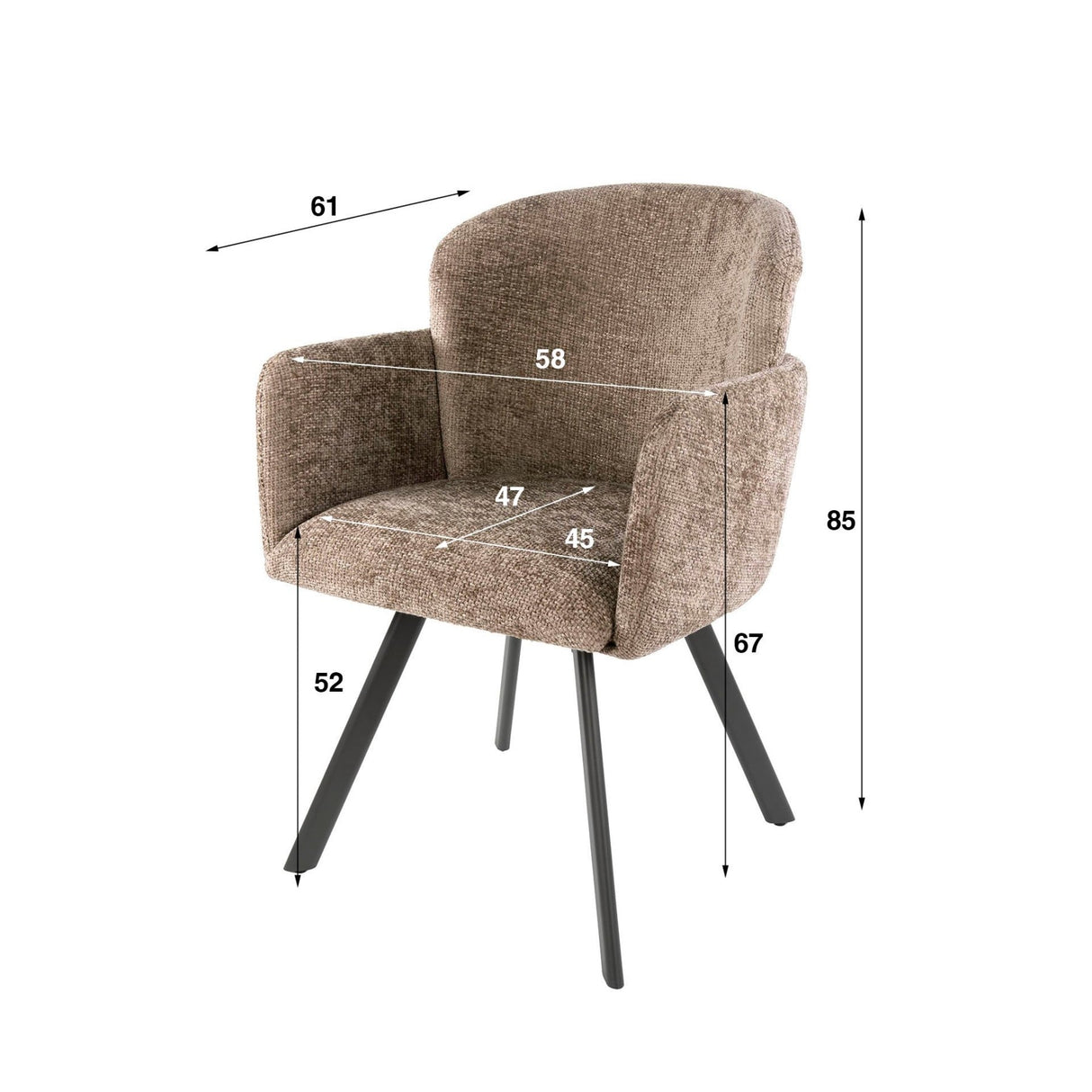 Satz mit 2 Esszimmerstühlen Linea Hoven Rich Champagne