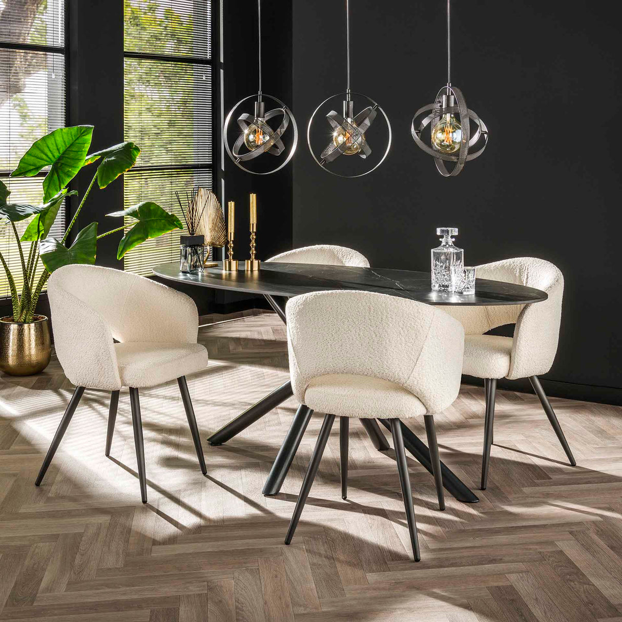 Set von 2 Esszimmerstühlen Cargo Bouclé Weiß