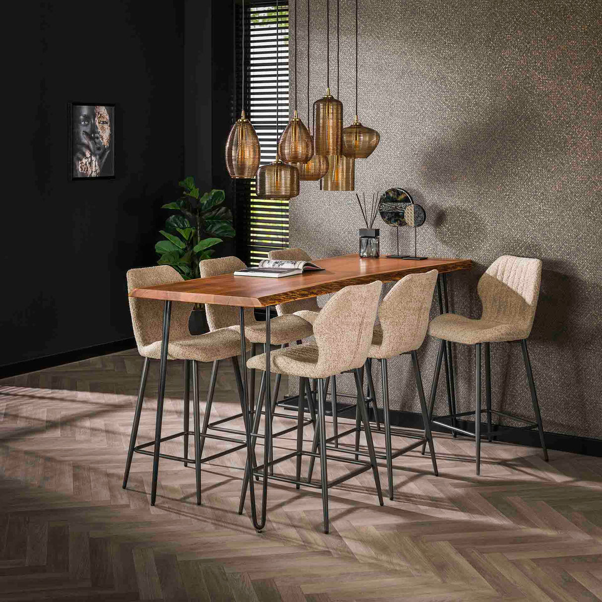 Set von 2 Barhockern Mira Bouclé Sand