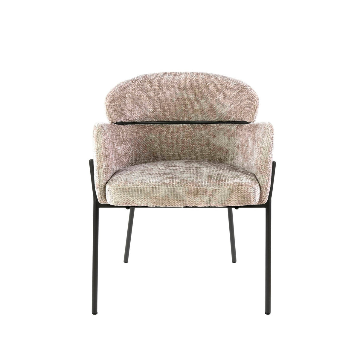 Esszimmerstuhl Lola Bouclé Stoff Sandfarbe mit rundem Rücken und Arm