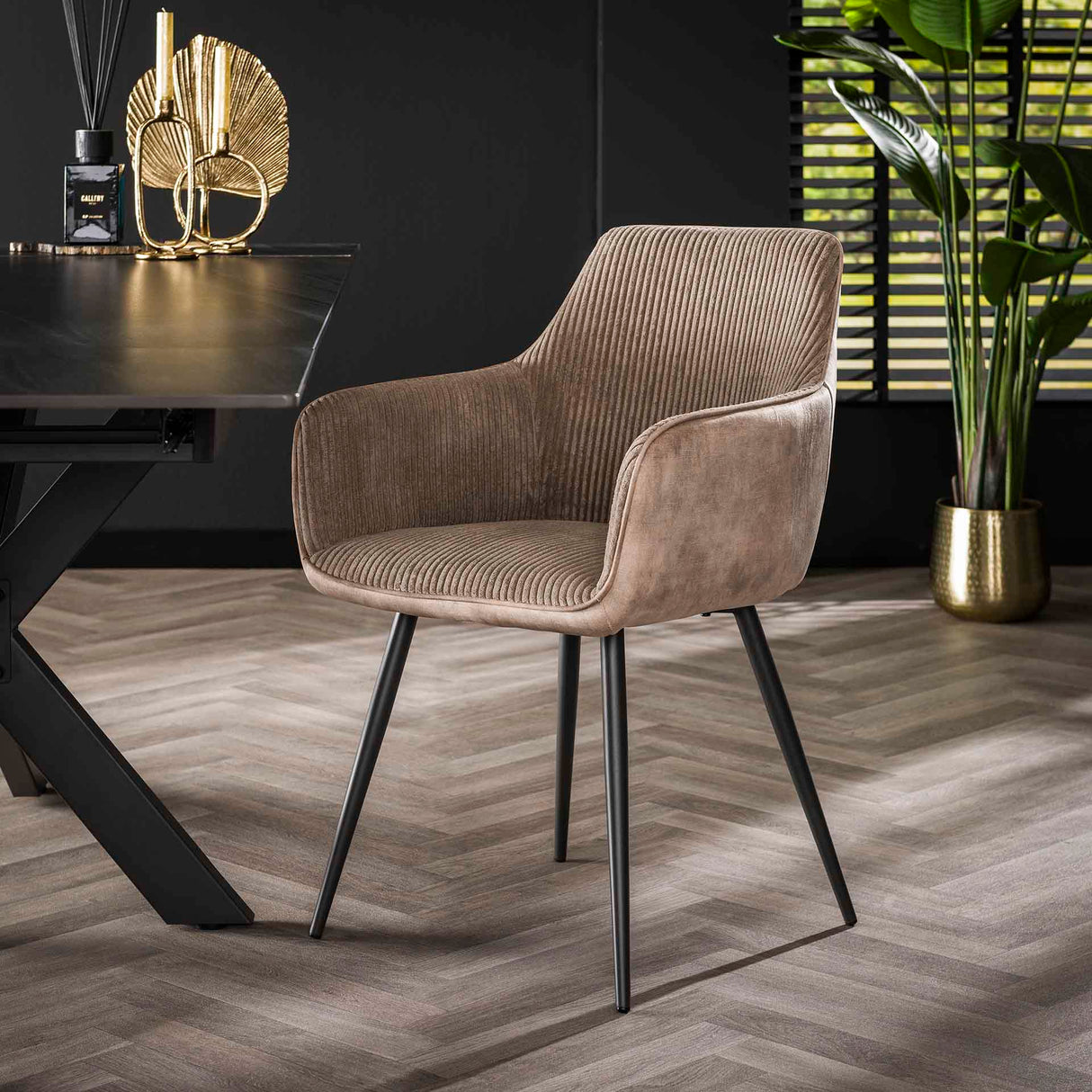 Esszimmerstuhl Rivo Rib Rock Sand Ribstoff Sitz