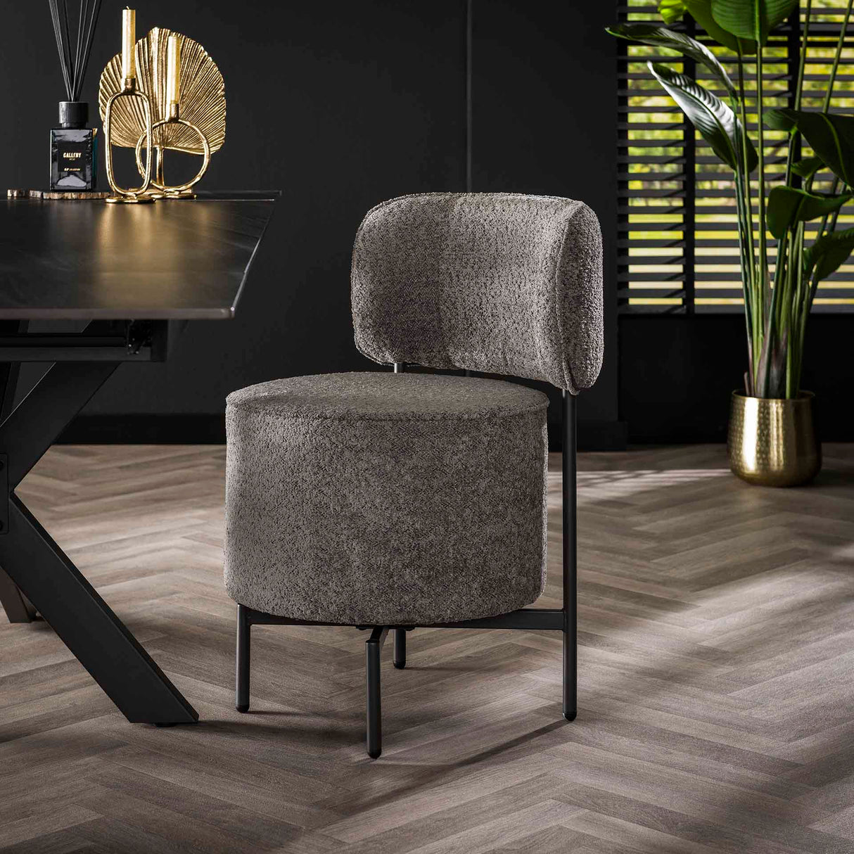 Esszimmerstuhl Dante Bouclé Grau Drehbar - Ohne Armlehnen