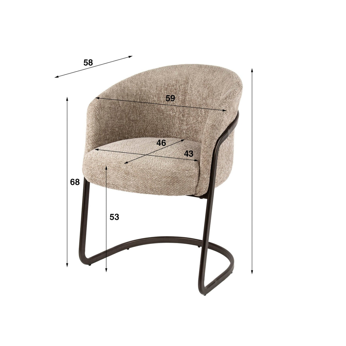 Satz von 2 Esszimmerstühlen Zandello Hoven Sand