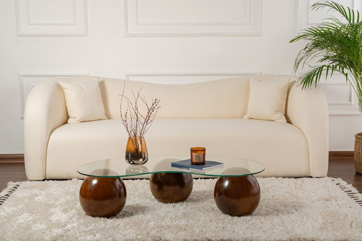 Couchtisch Sphere Walnuss Transparent 120x70 cm Walnuss Transparent Sicherheitsglas