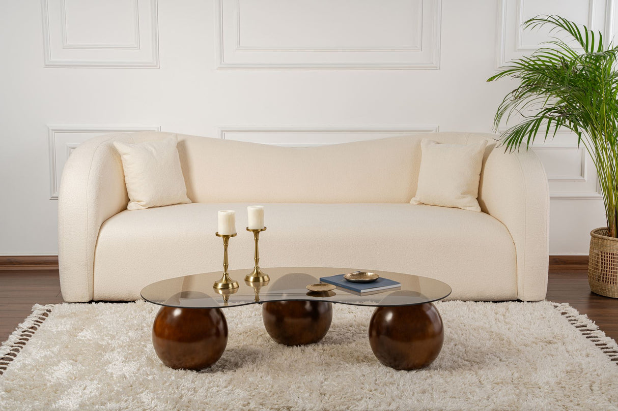 Salontafel Sphere Walnoot en Brons 120x70 cm Walnut Bronze Tempered glass