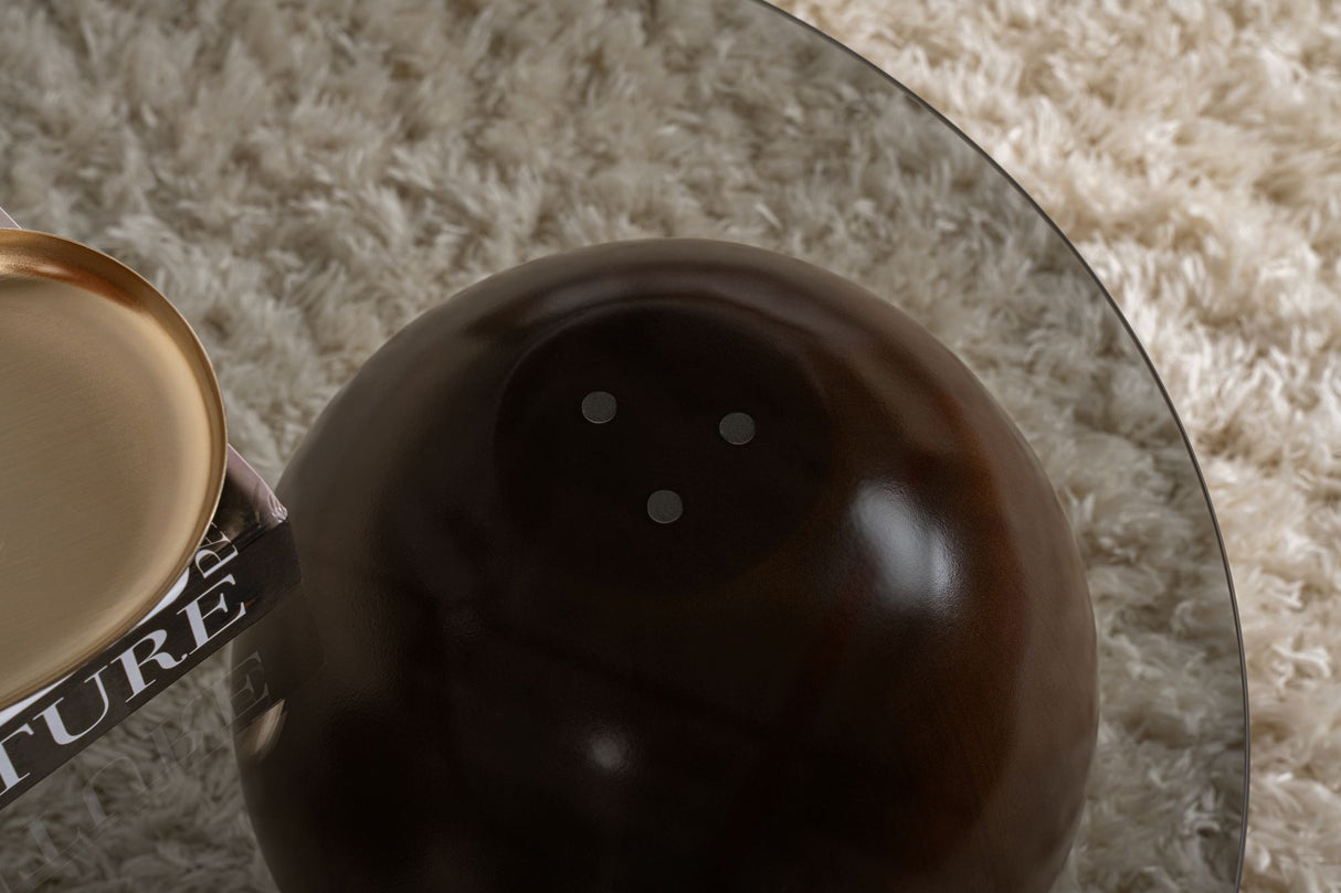 Couchtisch Sphere Walnuss und Grau 120x70 cm Walnuss Grau Sicherheitsglas