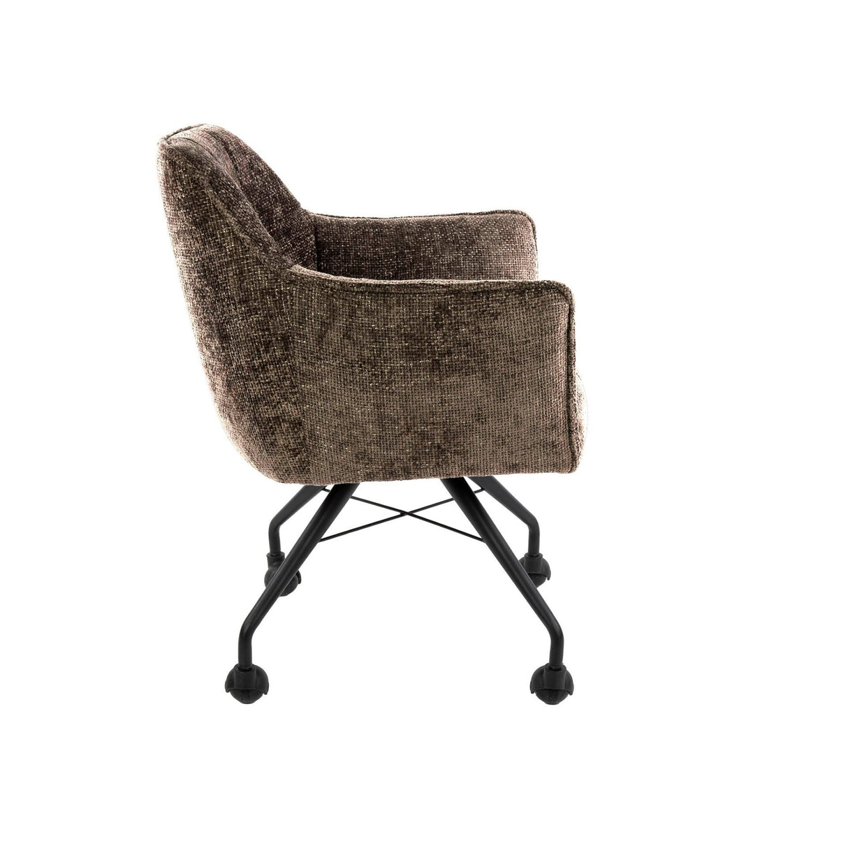 Satz von 2 Esszimmerstühlen Richmond Taupe Stoff mit Rollen