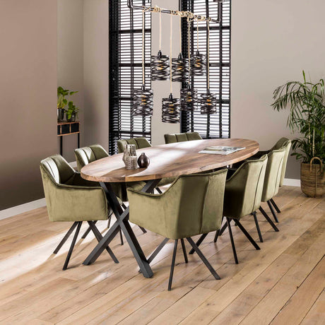 Set von 2 Esszimmerstühlen Lino Samt Grün Drehbar
