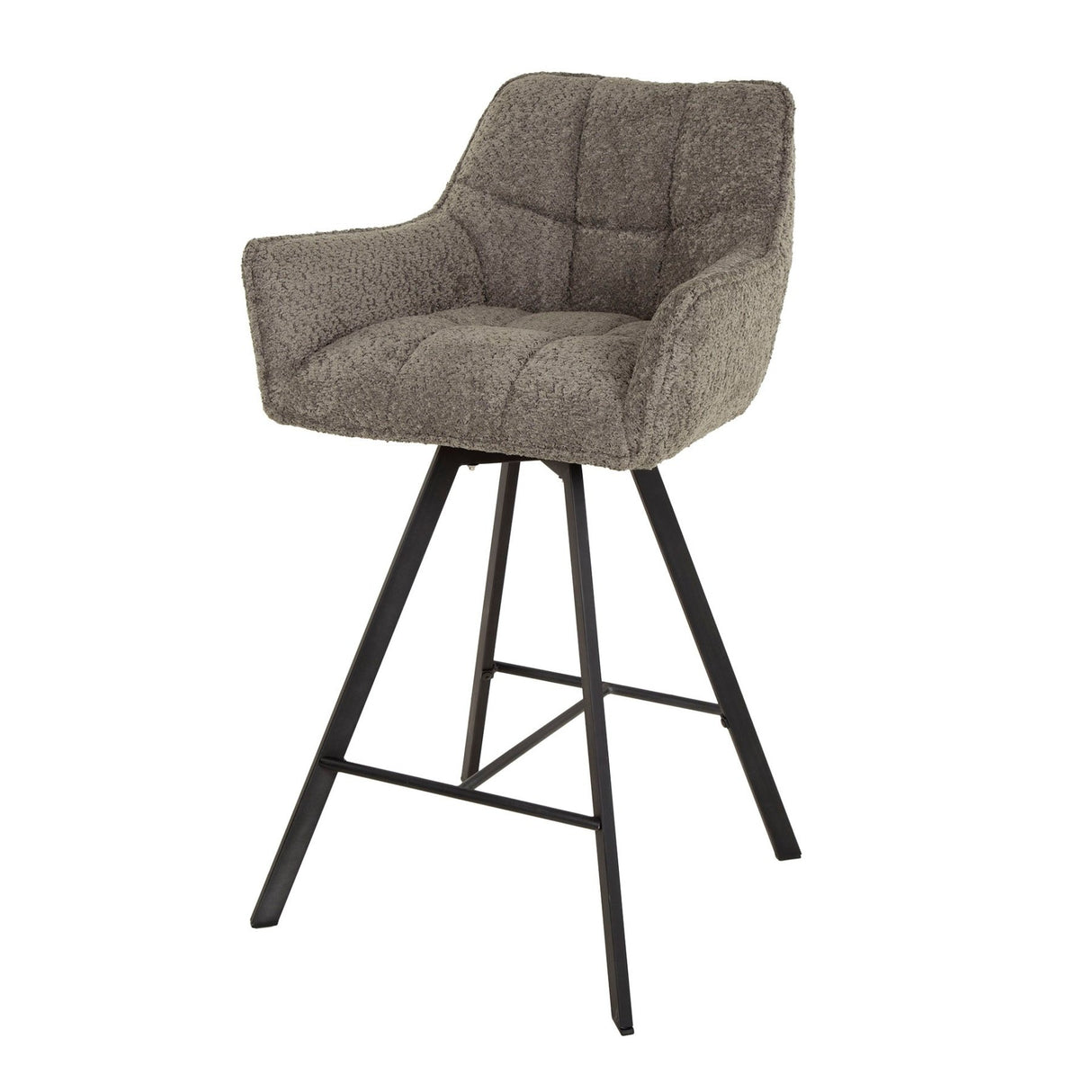 Set von 2 Barhockern Lino Bouclé Taupe Drehbar