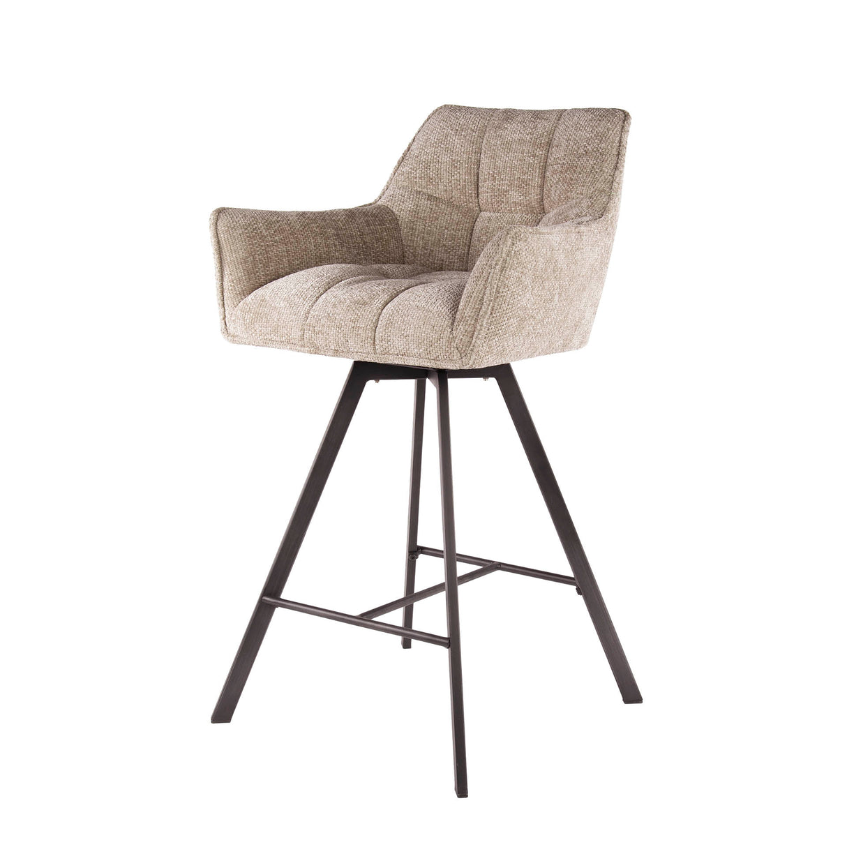 Set von 2 Barhockern Lino Chenille Stoff Rich Sand Drehbar