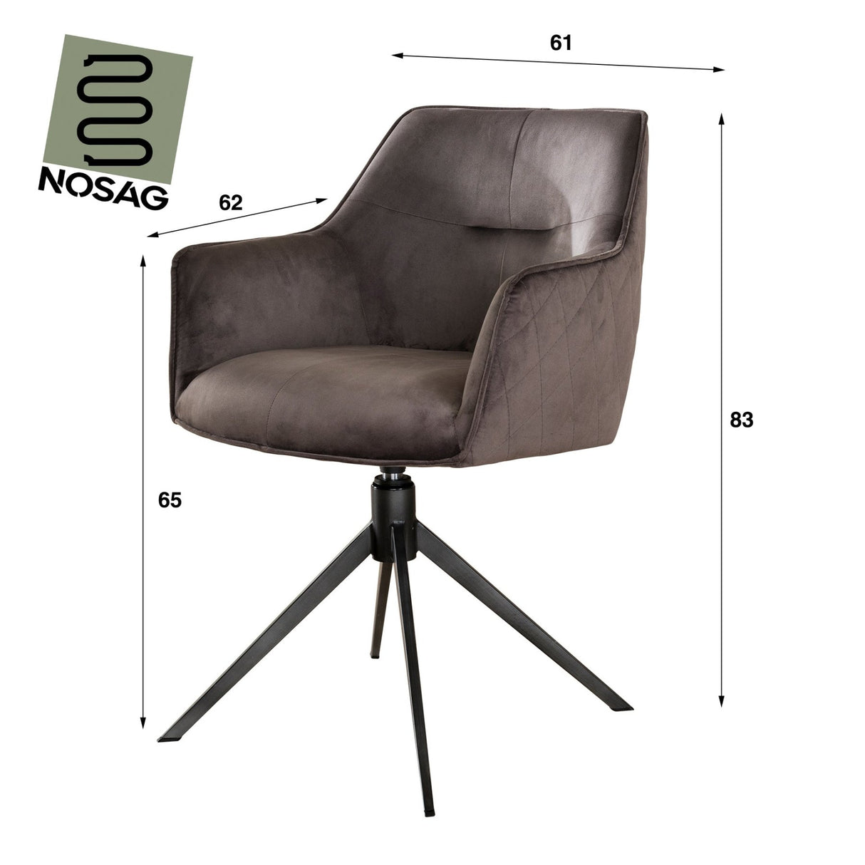 Set von 2 Esszimmerstühlen Chia Samt Anthrazit Drehbar