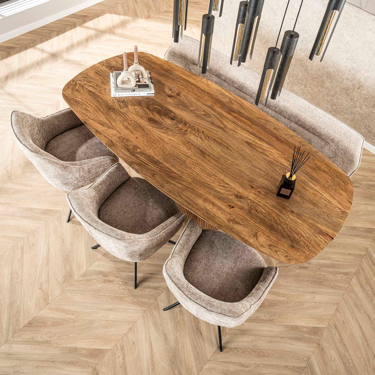 Set aus 2 Esszimmerstühlen Chia Rich Stoff Sand Drehbar