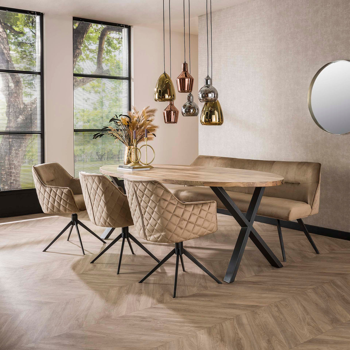 Esszimmerstuhl Chia Velvet Champagner Drehbar