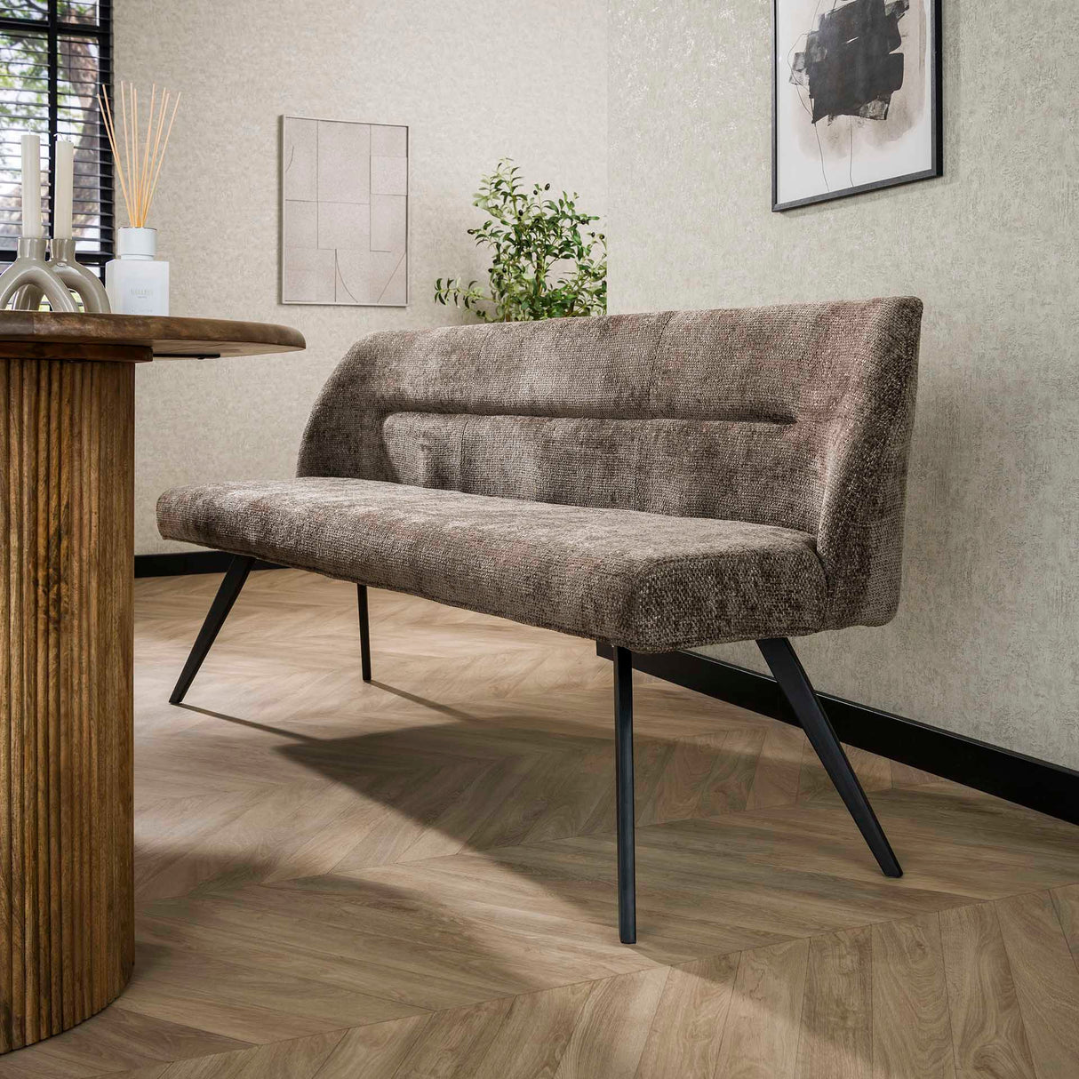 Esszimmerbank Chia Chenille Stoff Rich Taupe 188 cm
