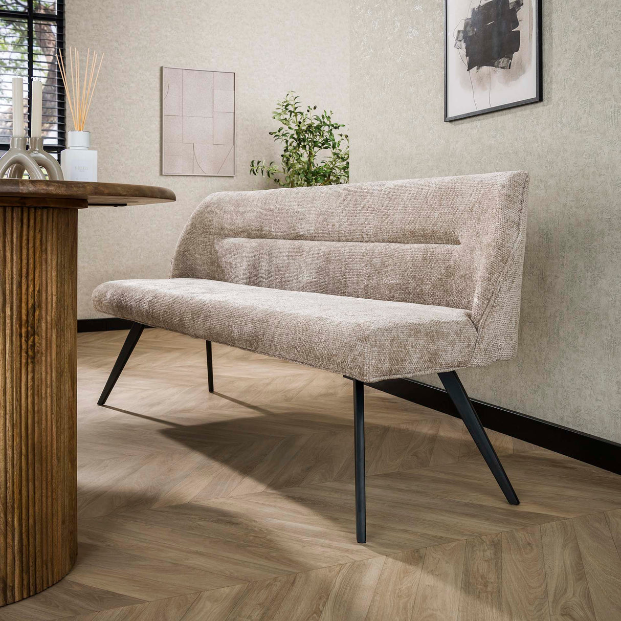 Esszimmerbank Chia Chenille Stoff Rich Sand 188 cm