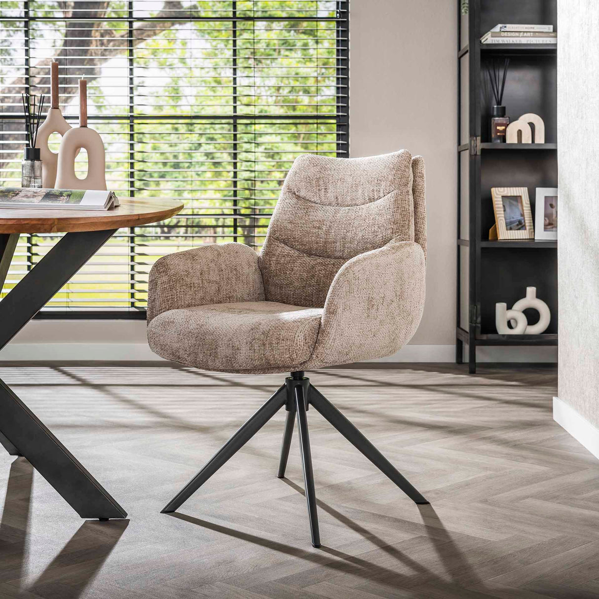 Esszimmerstuhl Elite Sand Chenille Stoff Rich Drehbar