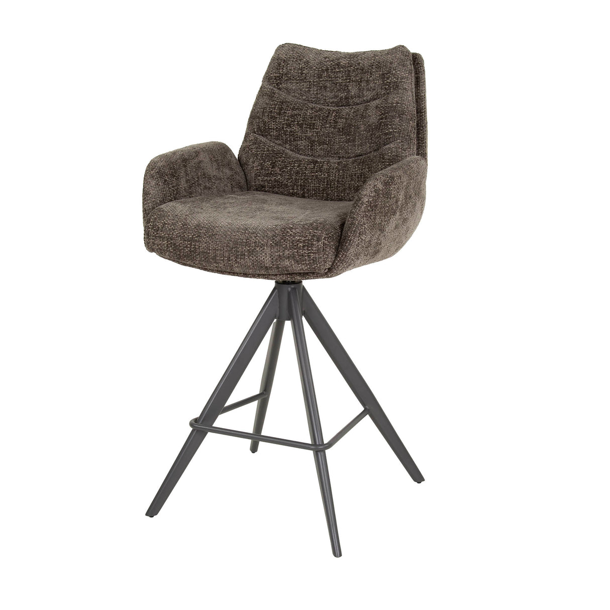 Set von 2 Barhockern Elite Taupe Chenille Stoff Rich Drehbar