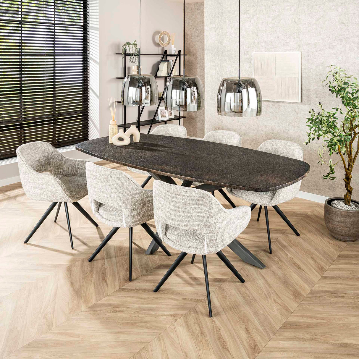 Set von 2 Esszimmerstühlen Springo Drehbar Eagle Creme