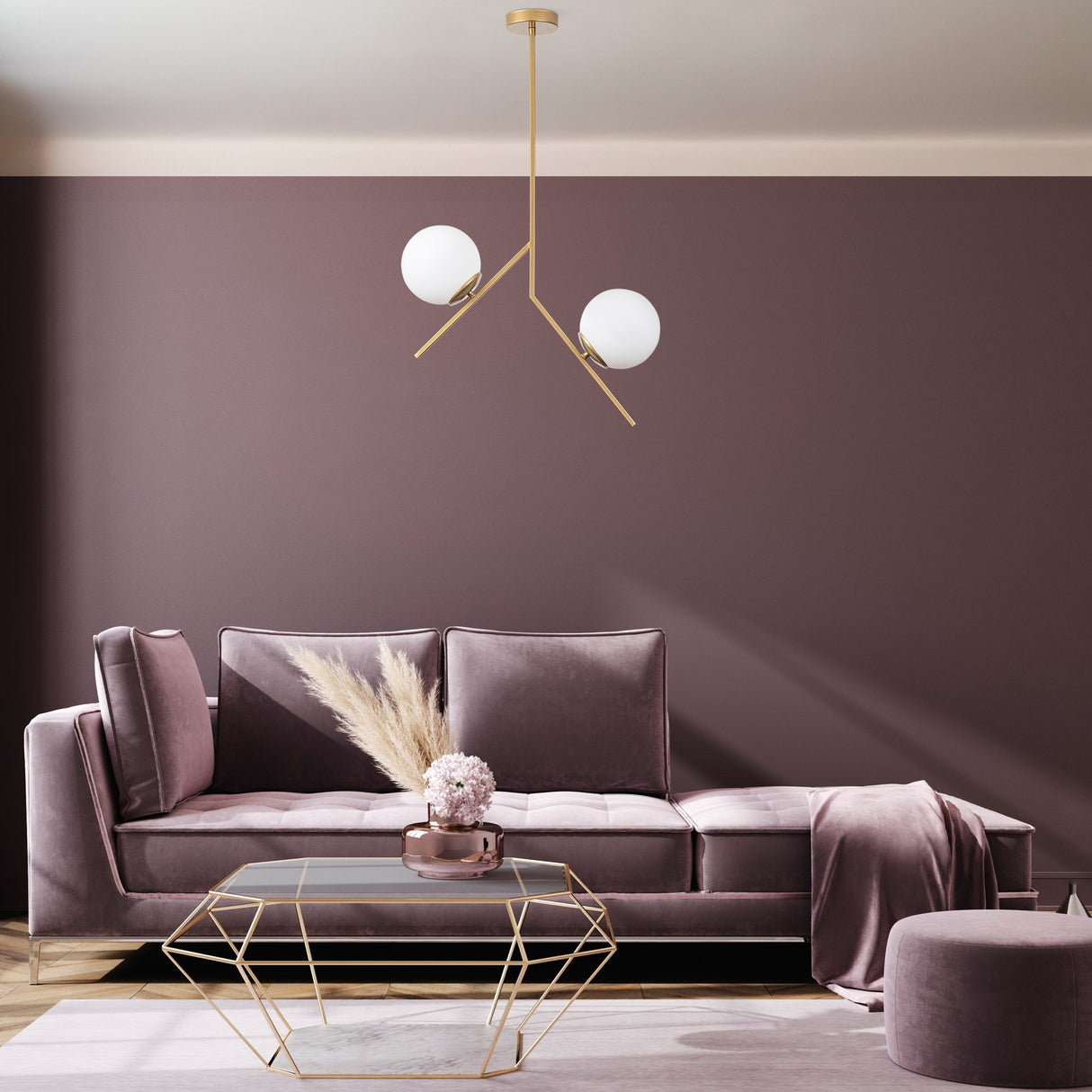 Hängelampe 2-flammig Gold Glas Nimbus