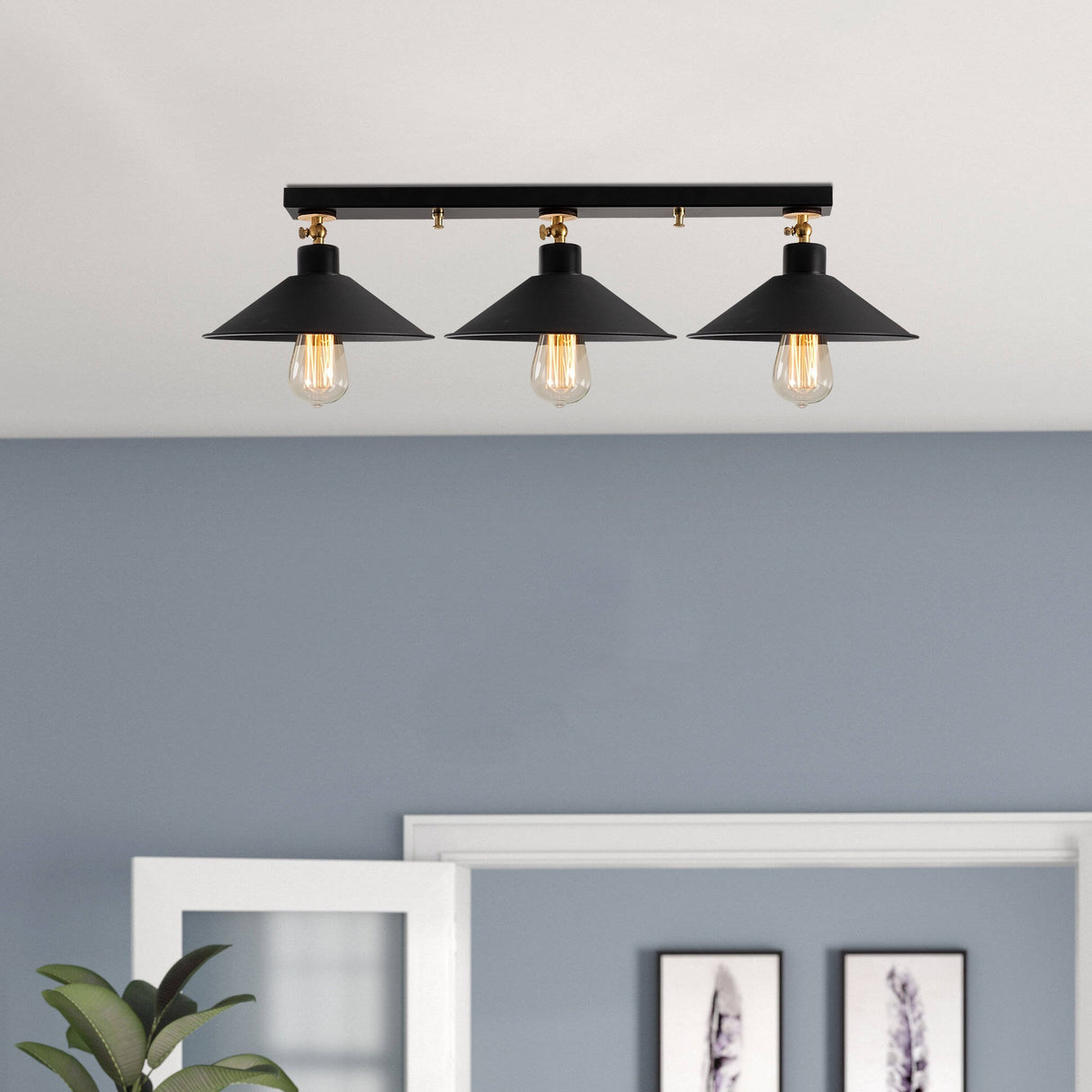 Deckenlampe 3-flammig Schwarz Metall Allure