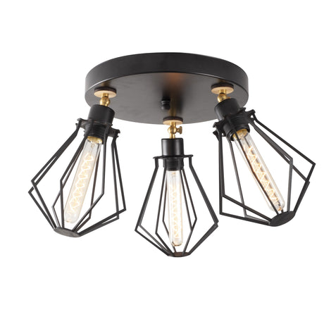 Deckenlampe Rund Schwarz Gold Metall Palisade