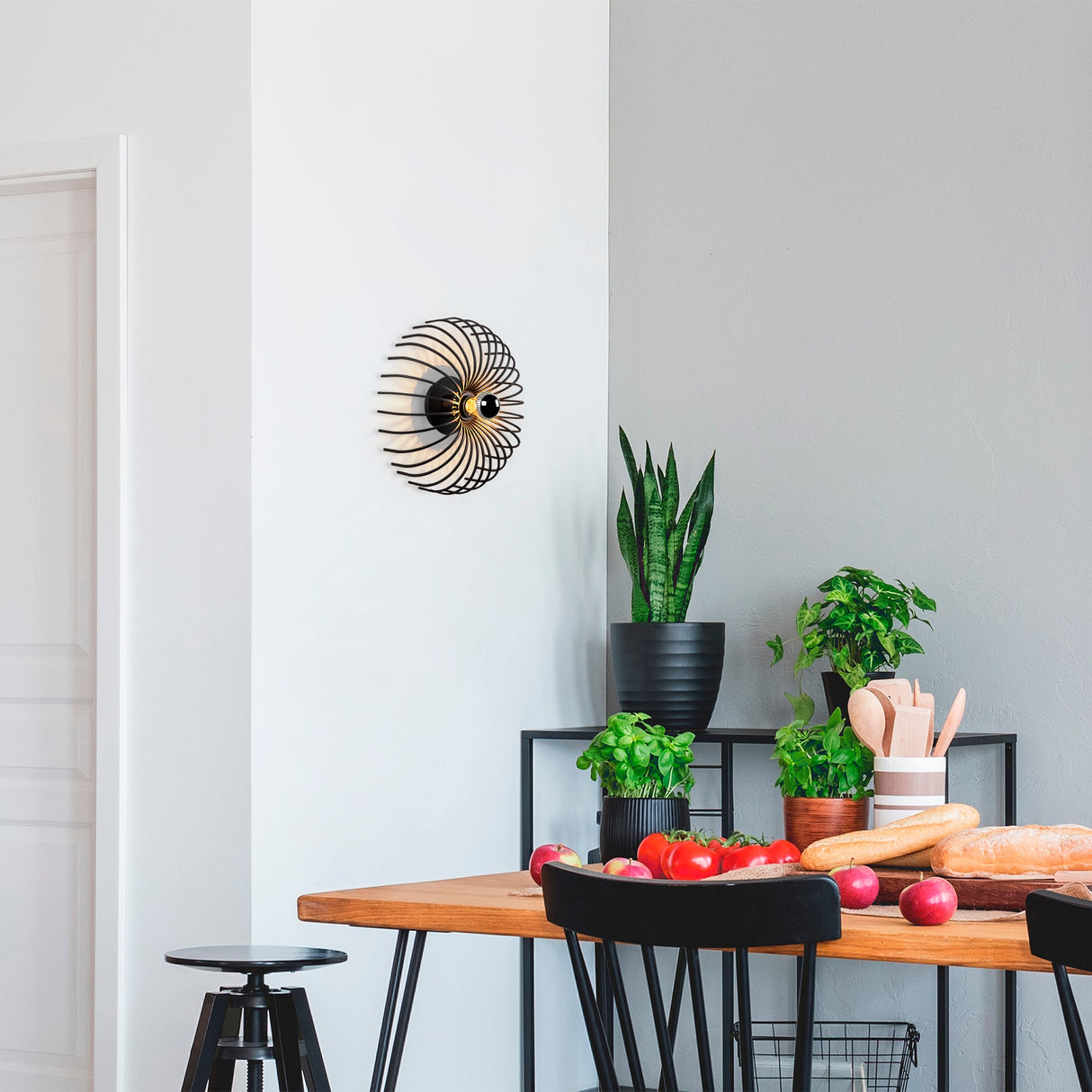 Wandleuchte Schwarz Metall Poise