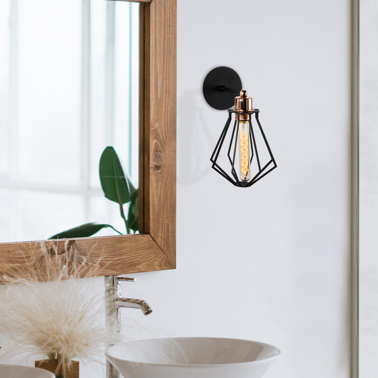 Wandleuchte Schwarz Metall Palisade